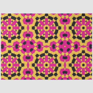 Papier Mousseline Motif de mosaïque géométrique rose et noir jaune