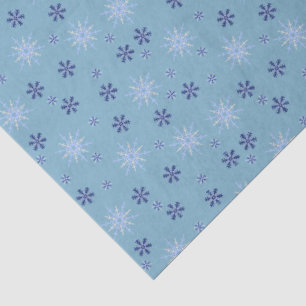 Papier Mousseline Motif de neige d'hiver bleu