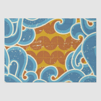 Papier Mousseline Motif de Noël côtier Retro Soleil, Mer & Vagues