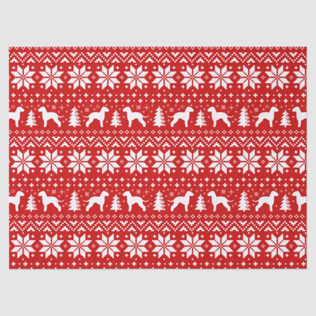 Papier Mousseline Motif de Noël de silhouettes de Bedlington Terrier (Recto)