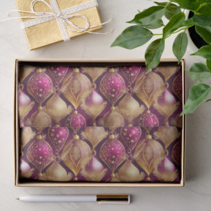 Papier Mousseline Motif de Noël Magenta Or ID1009
