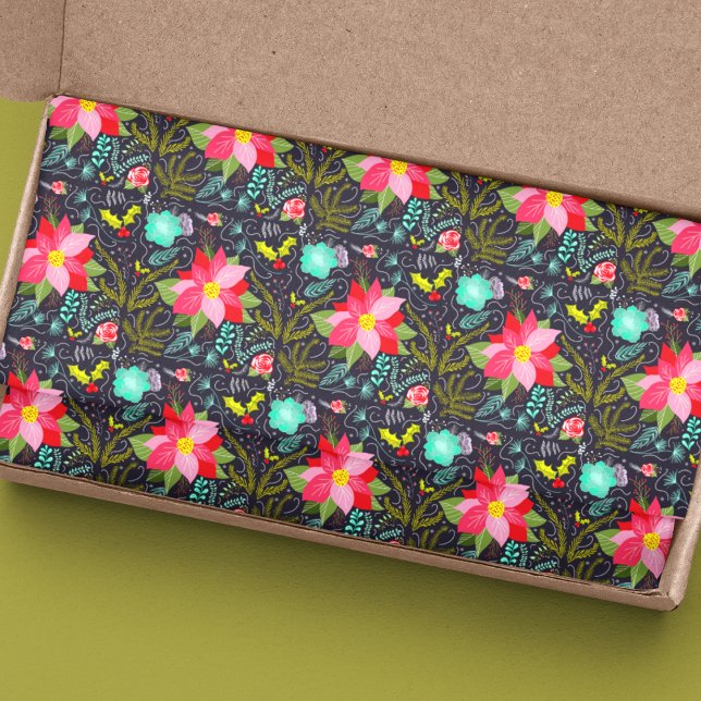 Papier Mousseline Motif de Noël moderne Poinsettia (Créateur téléchargé)