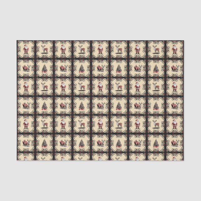 Papier Mousseline Motif de Noël rétro (Recto)