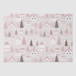 Papier Mousseline Motif de Noël rose