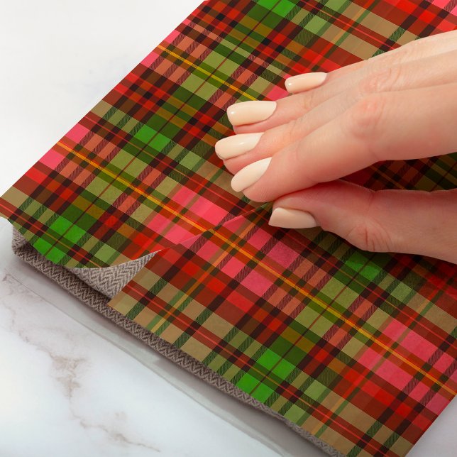 Papier Mousseline Motif de Noël traditionnel rouge vert rose plaid (Traditional Red Green Pink Plaid Christmas Pattern Tissue Paper)