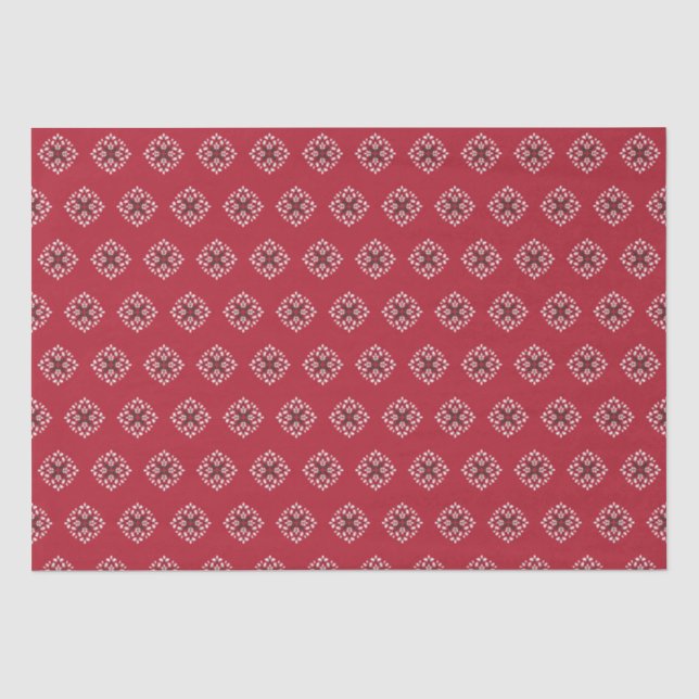 Papier Mousseline Motif de Noël vert et rouge (Recto)