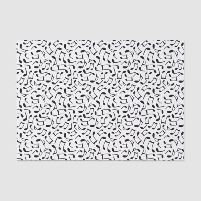 Papier Mousseline Motif de notes de musique blanc et noir (Recto)