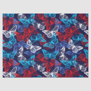Papier Mousseline Motif de papillon Patriotique Rouge Blanc et Bleu