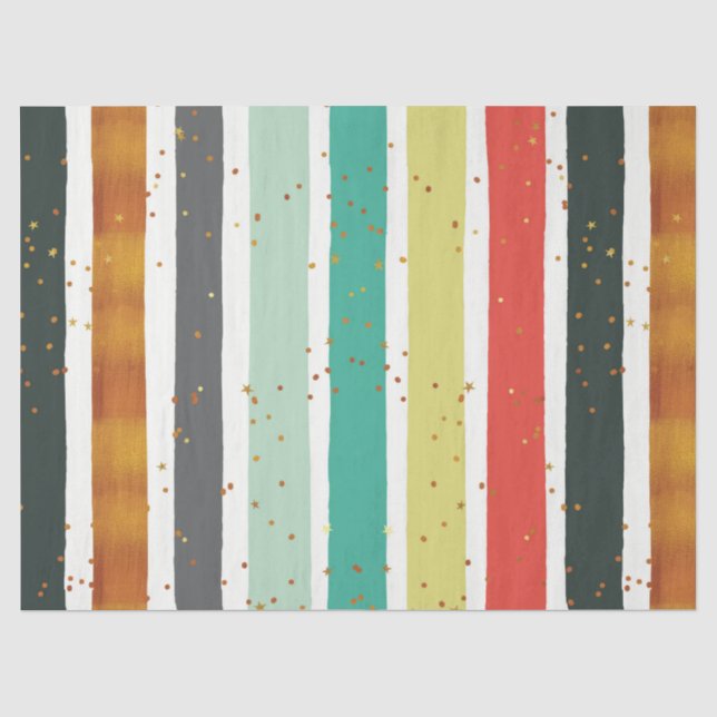 Papier Mousseline Motif de Parties scintillant à main et or (Recto)