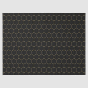 Papier Mousseline Motif de peigne géométrique de couleur noire et or