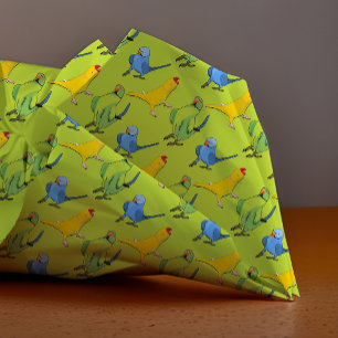 Papier Mousseline Motif de perroquet vert brillant de l'indien