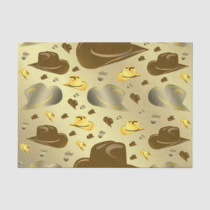 Papier Mousseline motif de petit cowboy dans les tons marron