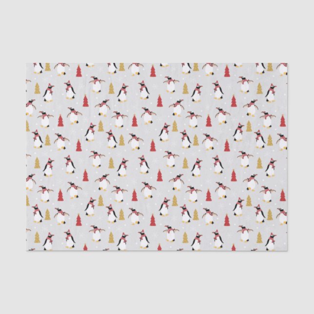 Papier Mousseline Motif de pingouin de vacances (Recto)