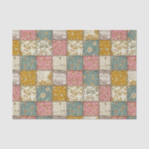 Papier Mousseline Motif de pique-nique en patchwork floral pastel (1