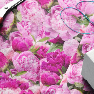 Papier Mousseline Motif de pivoines roses