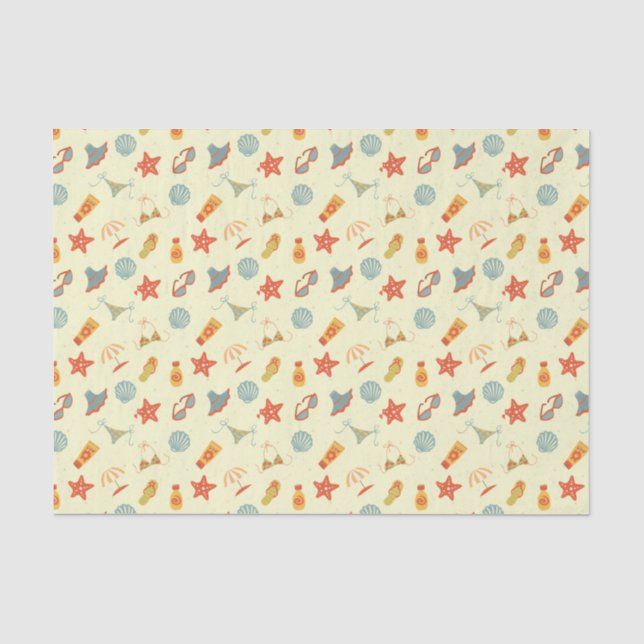 Papier Mousseline Motif de plage d'été (Recto)