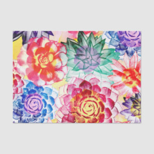 Papier Mousseline Motif de plante succulente colorée charmante