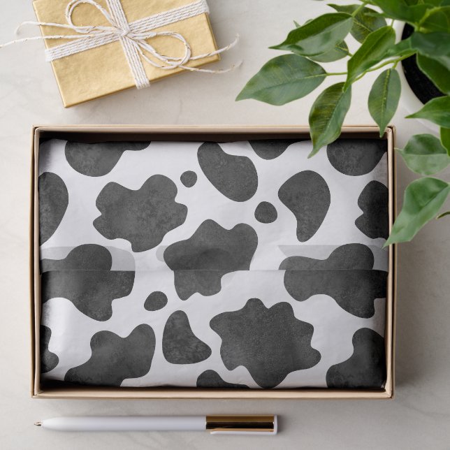 Papier Mousseline Motif de points de vache Poster de animal noir et  (Cadeau)