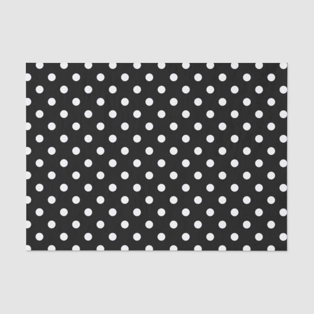 Papier Mousseline Motif de points Polka noir et blanc (Recto)