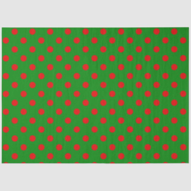 Papier Mousseline Motif de points Polka Red Green Xmas (Recto)