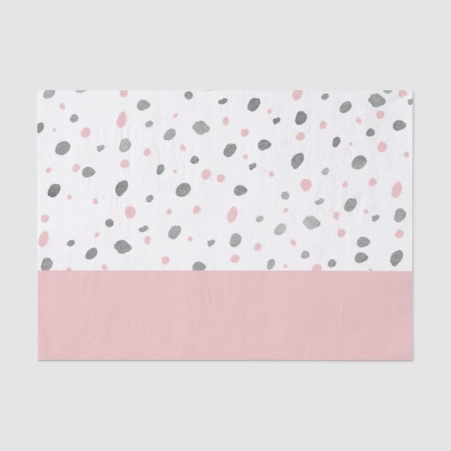 Papier Mousseline Motif de pois gris d'aquarelle de roses pâles (Recto)