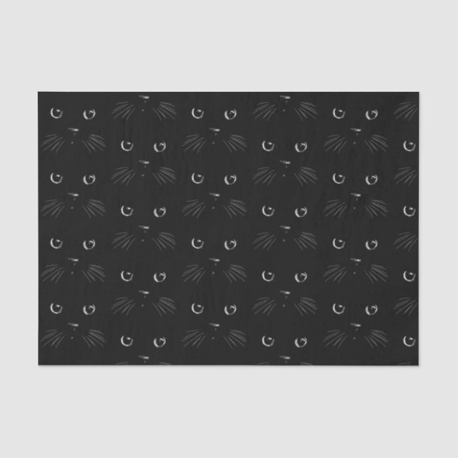 Papier Mousseline Motif de portrait de chat noir (Recto)