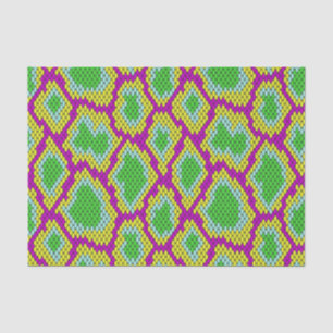 Papier Mousseline Motif de reptile Vert, Violet, Découpage Jaune