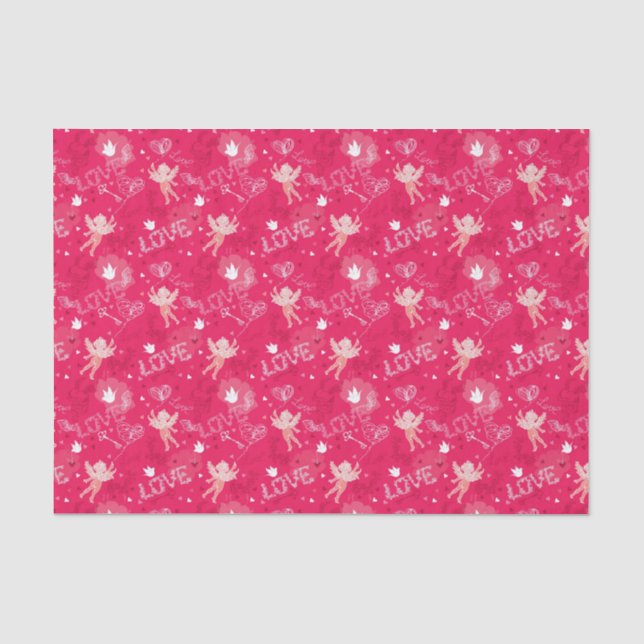 Papier Mousseline Motif de Saint-Valentin avec le cupidon (Recto)