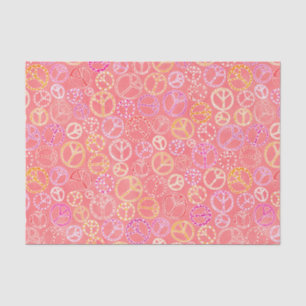 Papier Mousseline Motif de signes de paix sur le rose