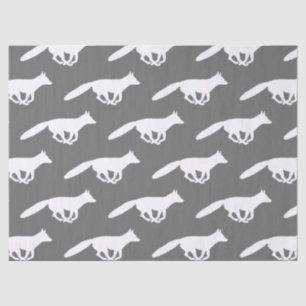 Papier Mousseline Motif de silhouettes de Fox blanc