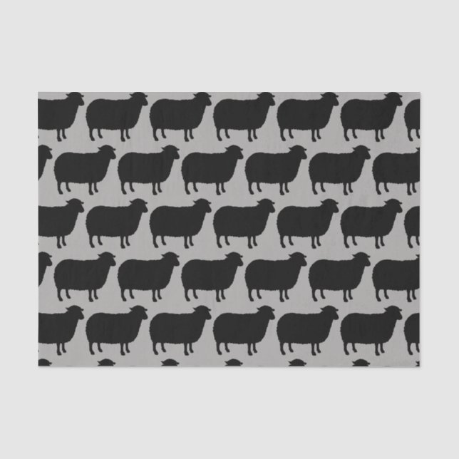 Papier Mousseline Motif de silhouettes de moutons noirs (Recto)