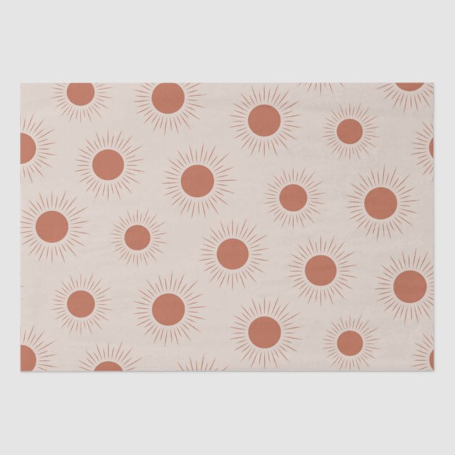 Papier Mousseline Motif de soleil Abstrait Boho en terre cuite minim (Recto)