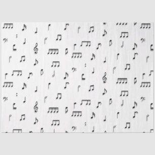 Papier Mousseline Motif de symboles Black & White Music Notes