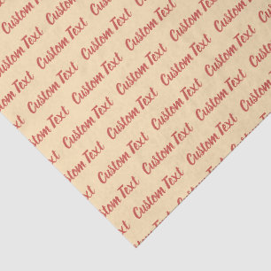 Papier Mousseline Motif de texte cursif rouge et pêche élégant