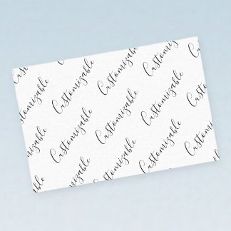 Papier Mousseline Motif de texte de script moderne modifiable | Noir