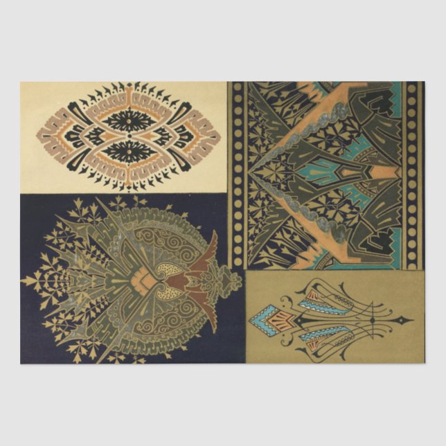 Papier Mousseline Motif de textile Art nouveau Christopher dresser (Recto)