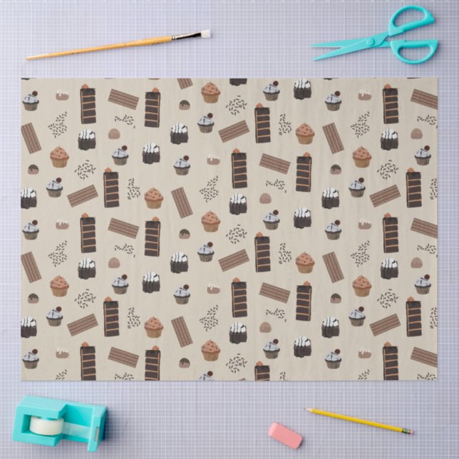 Papier Mousseline Motif de thème chocolat (Artisanat)