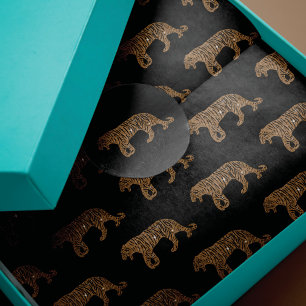Papier Mousseline Motif de tigre de Parties scintillant noir fashion