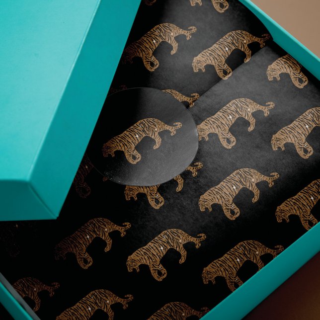 Papier Mousseline Motif de tigre de Parties scintillant noir fashion (Créateur téléchargé)