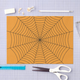 Papier Mousseline Motif de toile d'araignée noire orange Halloween
