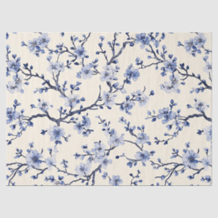 Papier Mousseline Motif de toile florale vintage bleu (5)