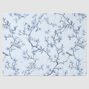 Papier Mousseline Motif de toile florale vintage bleu (9)