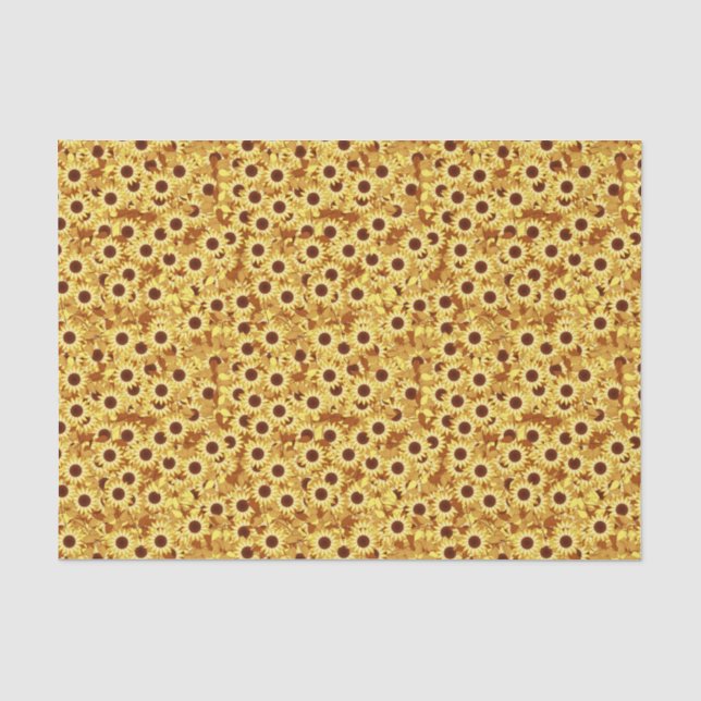 Papier Mousseline Motif de tournesol, or, jaune et Brown (Recto)