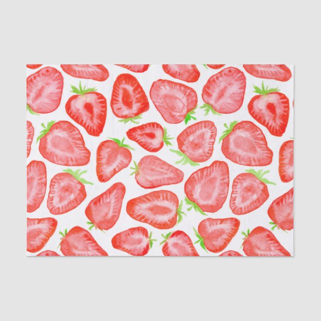 Papier Mousseline Motif de tranches de fraise d'aquarelle (Recto)