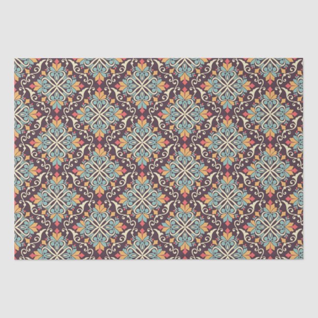 Papier Mousseline Motif de tuiles florales (Recto)