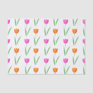 Papier Mousseline Motif de tulipe rose et orange chaud