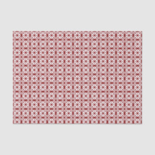 Papier Mousseline Motif de variation Asanoha Rouge Oriental Blanc