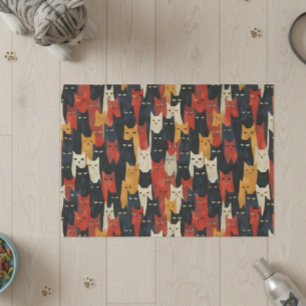 Papier Mousseline Motif de visages de chats amusants