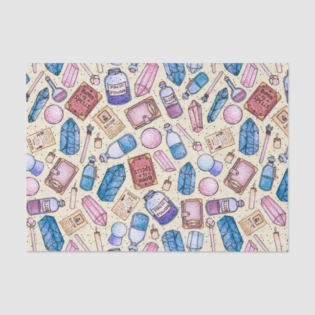 Papier Mousseline Motif de Witchy d'aquarelle (Recto)