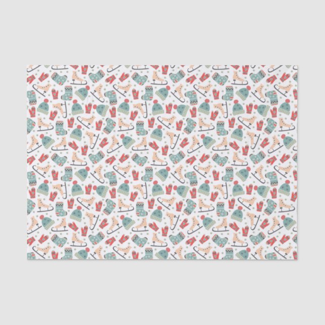Papier Mousseline Motif d'écharpes et de gants d'hiver (Recto)